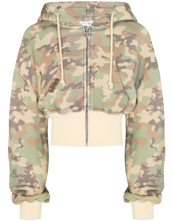 Hidden Cult Camo Baggy Cropped Zip Hoodie